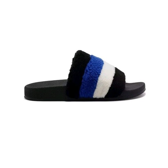 INC International Concepts Peymin Blue/Black Stripped Slide Sandals Women's 9M - Picture 2 of 7